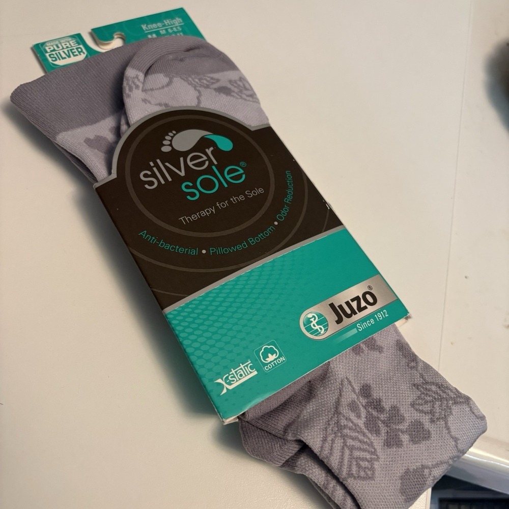 Juzo Silver Sole Socks for Sensitive Feet Knee High Unisex Medium M6-8.5 W9-11
